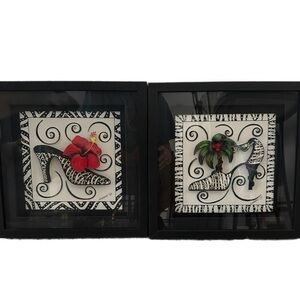 Black & White Zebra Print Heels Wall Art with tropical accents and bling!